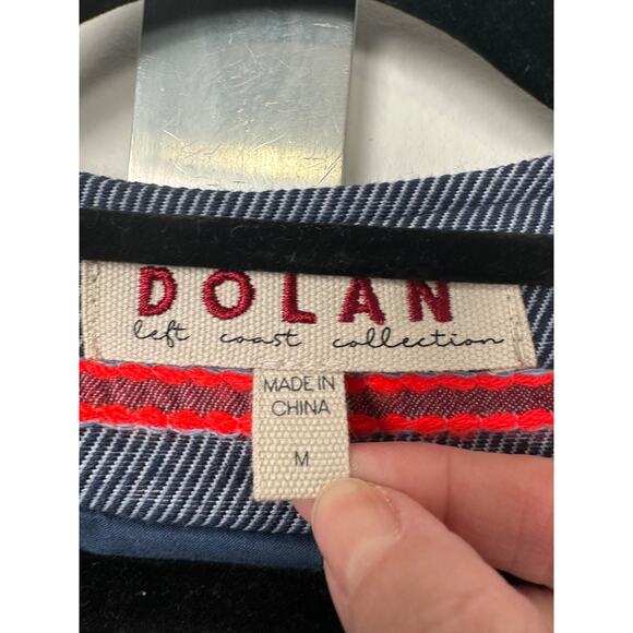 Anthropologie Dolan Left Coast Collection Coat M Striped Blue Cotton Blend Belt - Picture 5 of 9